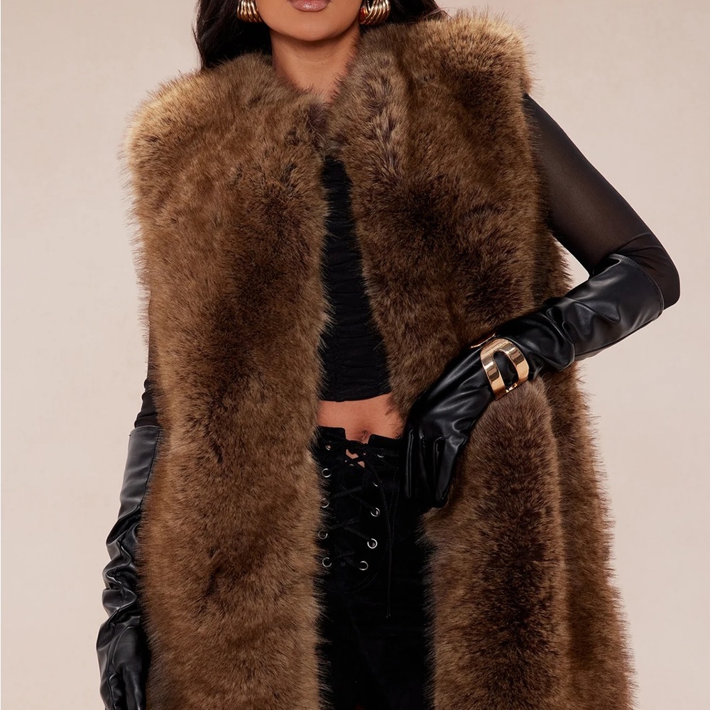 Luxurious Faux Fur Brown Vest
